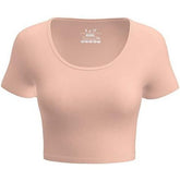 Casual Comfort Pink Scoop Neck Crop Tops Tee